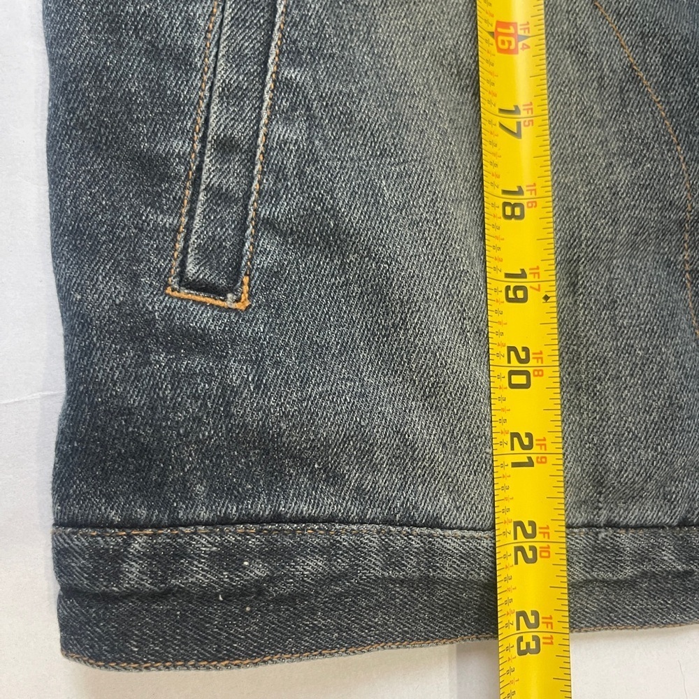 Vintage Jean Jacket Faux Fur Trim Size Large Full Zip Up Penny Lane Coat Y2K - Picture 8 of 8
